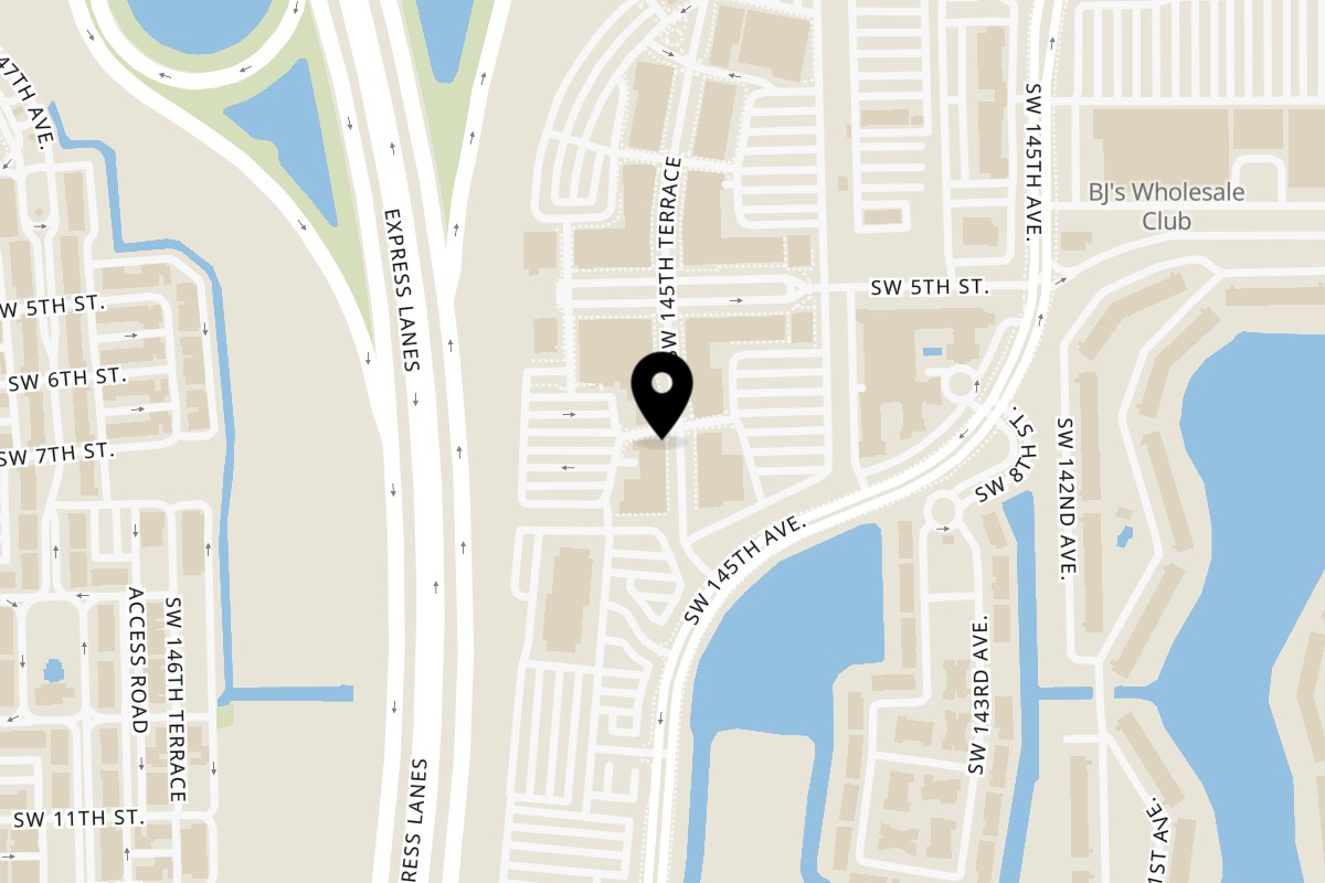 Map showing the location of Level TwentyNine Peruvian & Asían Cuisine on 600 SW 145th Terrace Suite A in Pembroke Pines